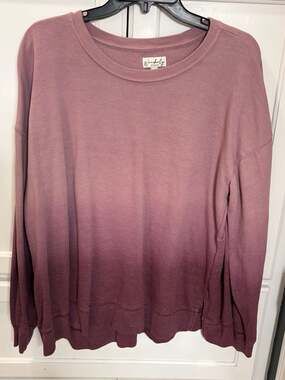 Wonderly Studio Pink Ombre Dip-Dye Crewneck Comfy Sweatshirt XL